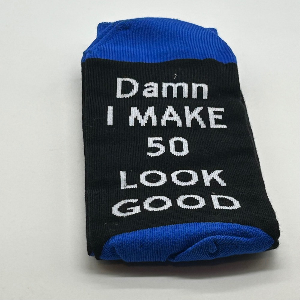 50th Birthday Socks Damn I Make 50 Look Good Black Blue Novelty Gift